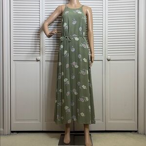 Vintage Retro Y2K American Eagle Outfitters Olive Green Floral Maxi Dress Size 6